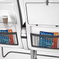 Public Chairs With Three in a Row Gray Seats White Headrests Metal Frames and Armrests