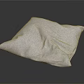 Soft White Textured Pillow on Black Smooth Surface with Gray Background 3d model