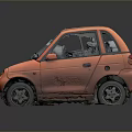 Tiny Orange Compact Car with Round Headlights and Cute Exterior Design 3d model