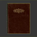 Detailed Red Leather Book Cover With Intricate Gold Carved Sculpture Design