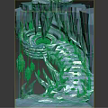 Cartoon Icy Cave Scene With Frozen Staircase And Hanging Icicles