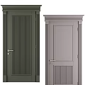 Modern Swing Doors Design in Green and Gray with Vertical Patterns and Panel Details