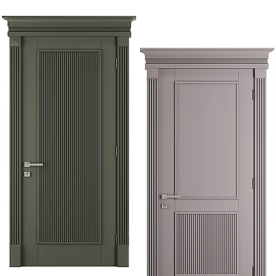 Modern Swing Doors Design in Green and Gray with Vertical Patterns and Panel Details 3d model