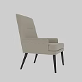 Beige Upholstered Accent Chair With High Back Armrests And Slim Black Legs Modern Design