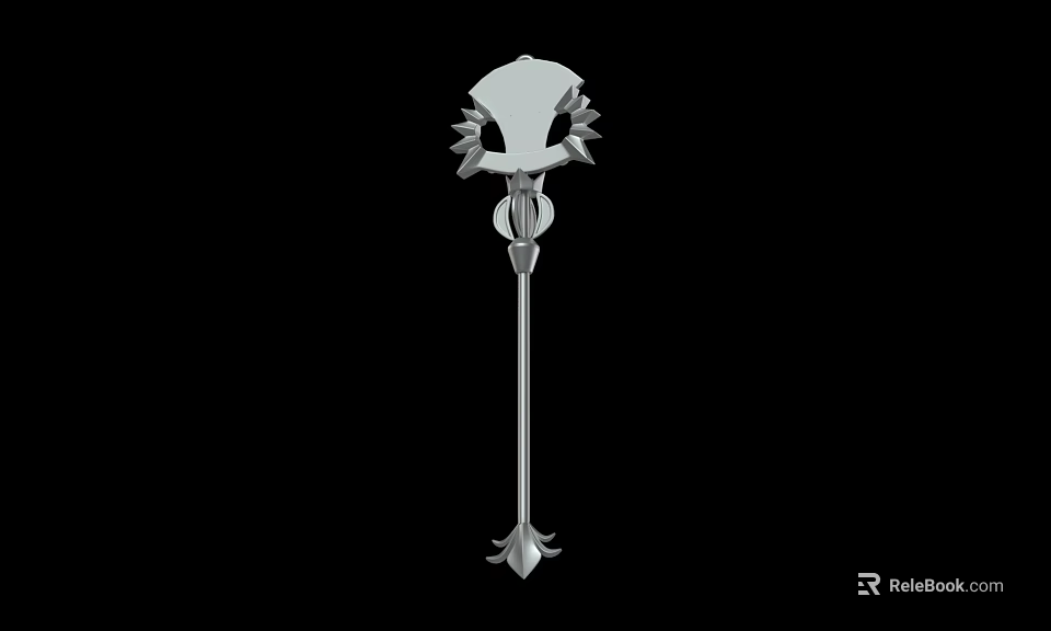 Ornate Spiked Weapon With Metallic Shaft And Mythical Fantasy Design For Role Playing Games 3d model 