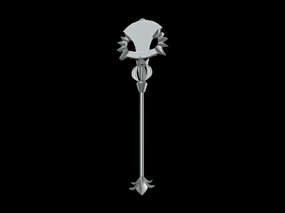 Ornate Spiked Weapon With Metallic Shaft And Mythical Fantasy Design For Role Playing Games 3d model