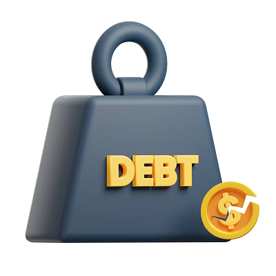 Decorative Ornament Set Featuring Debt Weight and Dollar Coin Upward Arrow Design 3d model