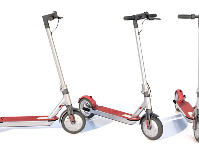 Modern Electric Scooter Design With Red And Silver Frame And Wheels 3d model