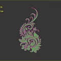 Green Decorative Plant Design With Intricate Floral Patterns And Curved Leaves
