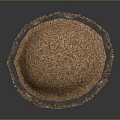 Round Brown Dried Plant Hay With Silver Fringed Edge Isolated On Dark Background