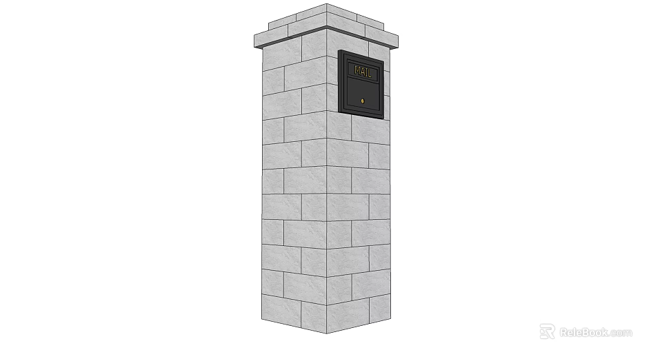 Outdoor Commercial Equipment Brick Column With Secure Access Black Panel 3d model