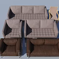Modern Gray And Brown Tufted Sofa Set With Two Seater And Single Seater Design 3d model