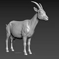 Silver Goat Sculpture With Metallic Finish Standing Pose And Intricate Details
