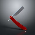 Classic Straight Razor With Red Handle And Silver Blade Essential Daily Living Tool