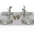 Elegant Dinnerware Set With Green Plates Napkins Wine Glasses And Vases