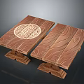 Handcrafted Wooden Tables With Carved Circular Pattern And Intricate Decorative Legs