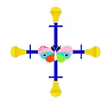 Colorful Butterfly Design Playground Equipment With Yellow Seats And Blue Frames For Children