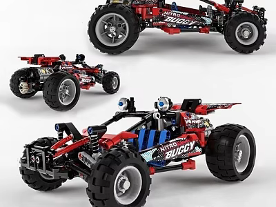 Electric Toy Remote Control Buggy Building Blocks Construction Red Black Design Large Off Road Tires 3d model