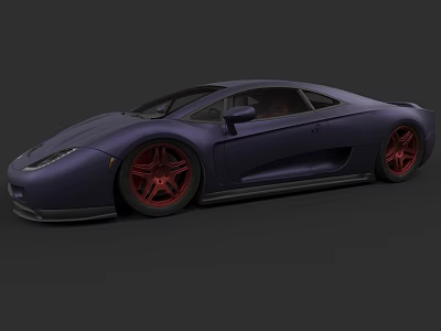 Purple Sports Car With Sleek Design And Red Alloy Wheels 3d model