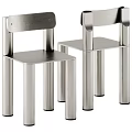 Modern Stainless Steel Single Chair Featuring Cylindrical Legs and Minimalist Design