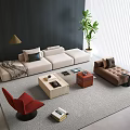 Modern Italian Sofa Coffee Table Combination Italian Living Room Petal Sofa Bean Curd Block Sofa Coffee Table Combination 3d model