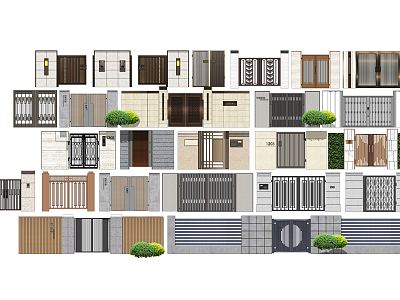 New Chinese Style Gate Villa Courtyard Landscape Door Head Residential Quarter Iron Grille Door model