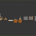 3D Decorative Ornament Set With Geometric Shapes Orange Gray Stairs Platforms And Blocks