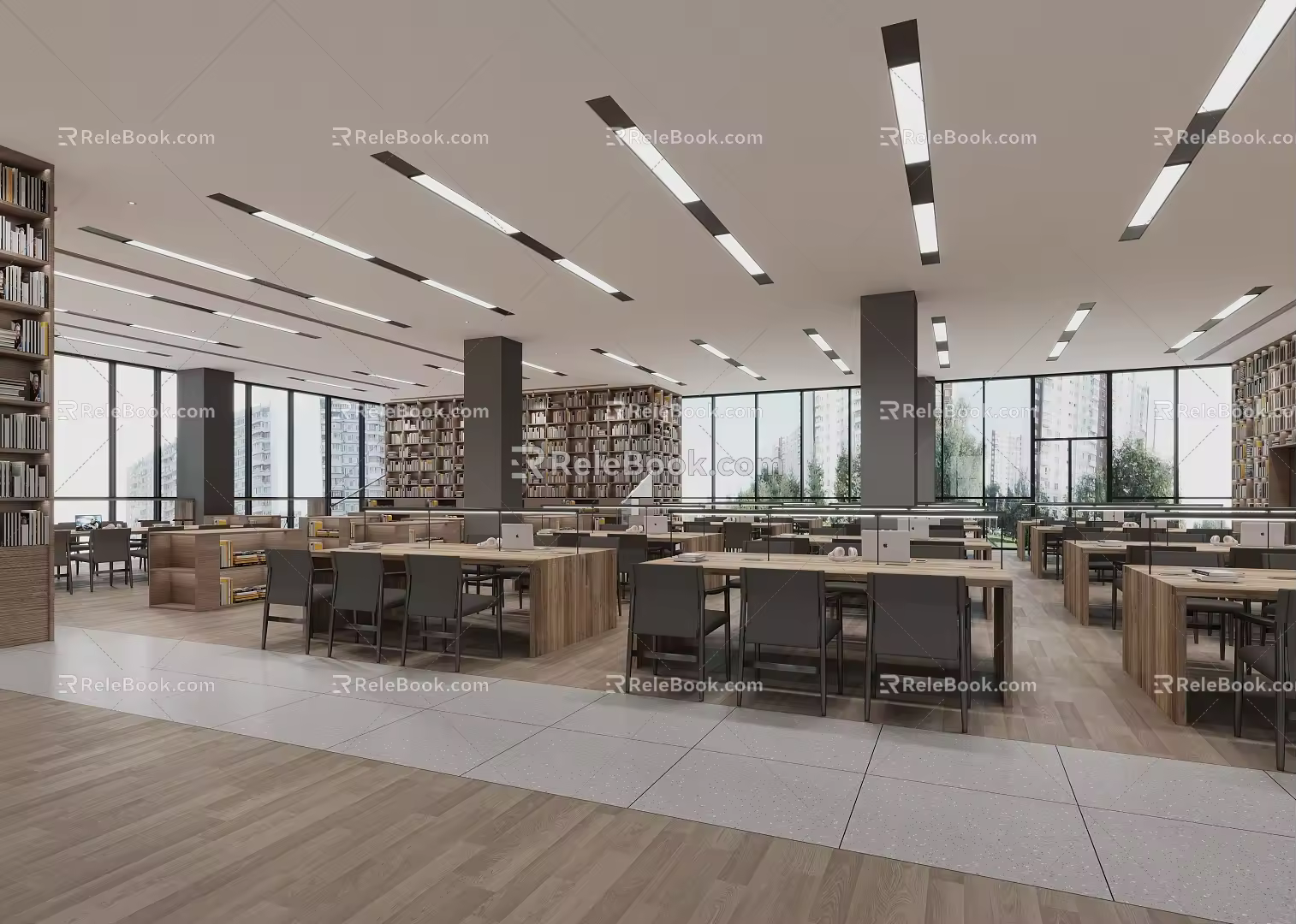 modern library 3d model