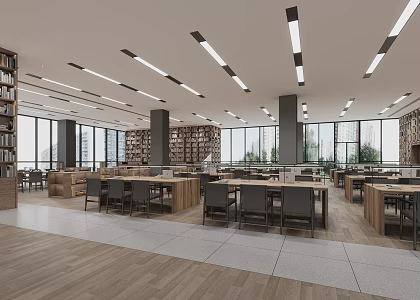 modern library 3d model
