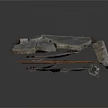 3D Scene Components With Stone Slabs Metal Pipes And Grid Structures