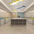 Modern Laboratory Interior With Workstations Cabinets And Decorative Ceiling Lights 3d model