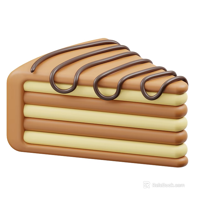 Delicious Layered Cake With Chocolate And Vanilla Layers Topped With Chocolate Drizzle 3d model 