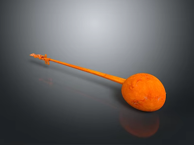 Orange Equipment with Long Handle and Round Spherical Decorative Top 3d model