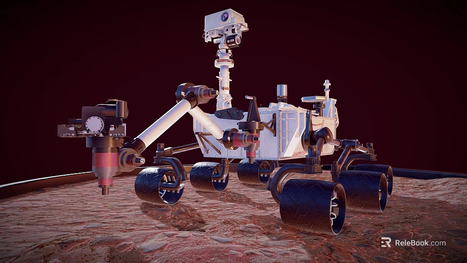 Mars Rover On Martian Surface With Robotic Arm Wheels And Scientific Instruments 3d model