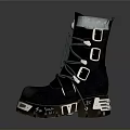 Stylish Black Lace Up Boots Featuring Metallic Accents And Durable Sole For Daily Wear