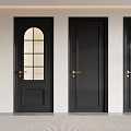Modern Black Hinged Doors With Glass Panels And Solid Designs For Interior Decoration