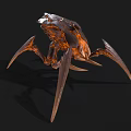 Detailed Artistic Mechanical Sculpture With Metallic Limbs And Orange Inner Structure