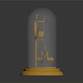 Antique Mantel Clock With Glass Dome Cover And Golden Base Stand