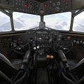 U.S. Air Force Transport Aircraft C47 Air Train with Interior Cockpit Cabin Wings Can Swing Alone 3d model