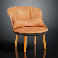 Orange Leisure Chair With Curved Backrest Comfortable Cushion And Light Wooden Legs