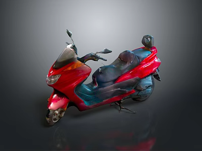 Red And Blue Motorcycle Featuring Sleek Body Design And Reflective Surface 3d model