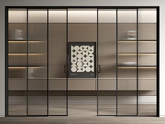 Modern sliding door glass sliding door glass door multi-link sliding door 3d model