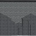 Gray Brick Background Wall With Golden Geometric Building Outline Design
