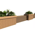 Garden Decorative Wooden Rectangular Planters With Lush Green Plants For Outdoor Use