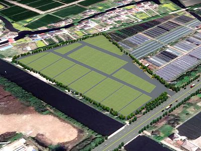 Large Scale Garden Landscape With Well Planned Layout Green Lawns Tree Lined Paths And Surrounding Farmland 3d model
