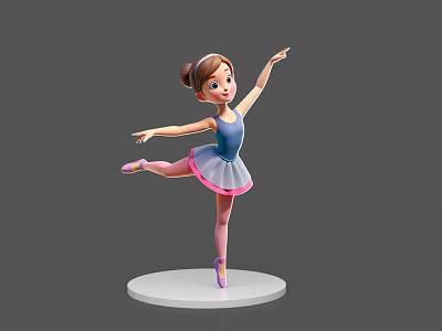 Game Movie Character Cute Ballet Girl Dancing With Raised Arm Blue Leotard Pink Tutu Skirt 3d model