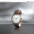 Elegant Wrist Watch With Brown Leather Strap Gold Case And White Dial