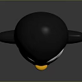 Cute Penguin Toy Standing With Black Body White Belly And Yellow Feet On Gray Background