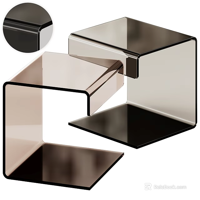 Modern Tea Table And Chairs With Transparent Acrylic Geometric Design Structure 3d model 