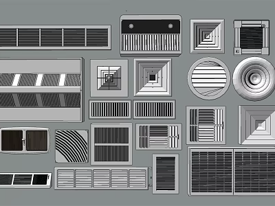 Air Conditioner Vents Different Shapes and Grid Patterns for Interior Design 3d model